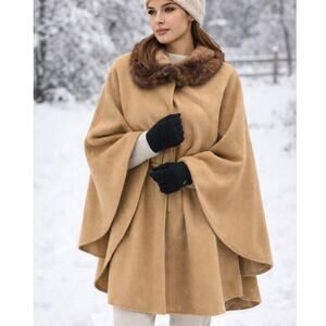 Vintage Jimmy Hourihan Cape Womens US 10 Camel Wool Cashmere Irish Classic Coat